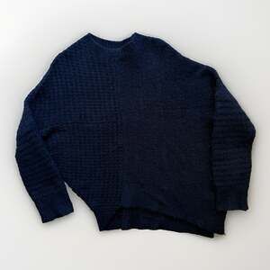 All Saints Selena Mixed Stitch Asymmetric Sweater Women's Small Blue Alpaca Wool